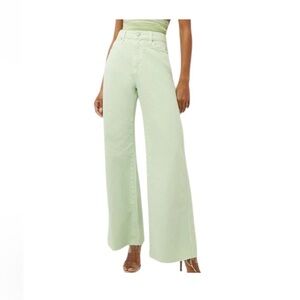 Veronica Beard wide leg jeans in lime green